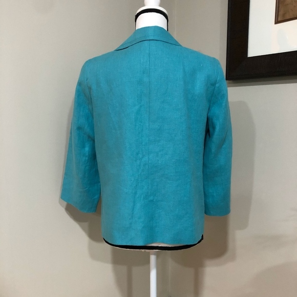 **TALBOTS* Petite Blue Open Linen Blazer Size 10P - Picture 4 of 6